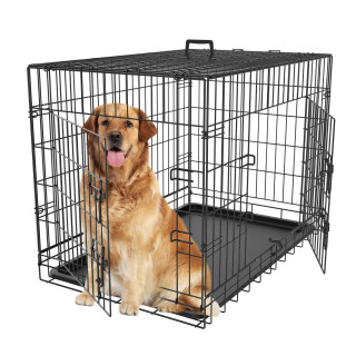 6" Durable Dog Crate Kennel Folding Pet Cage 2 Door With Tray Indoor Dog House